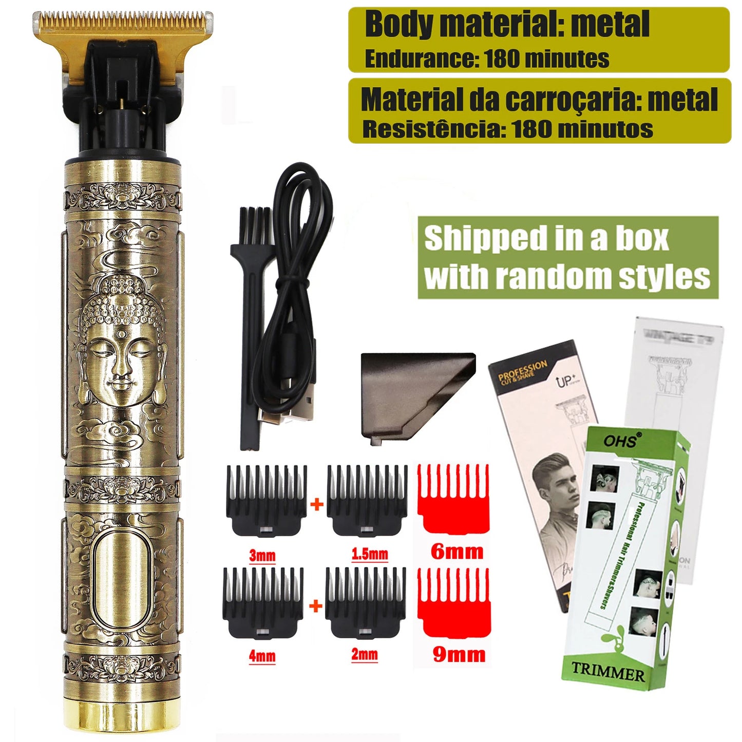 Vintage USB Fast Charging Cordless Hair Clipper Trimmer Portable Electric Shaver Professional Barber Hair Cutting Machine
