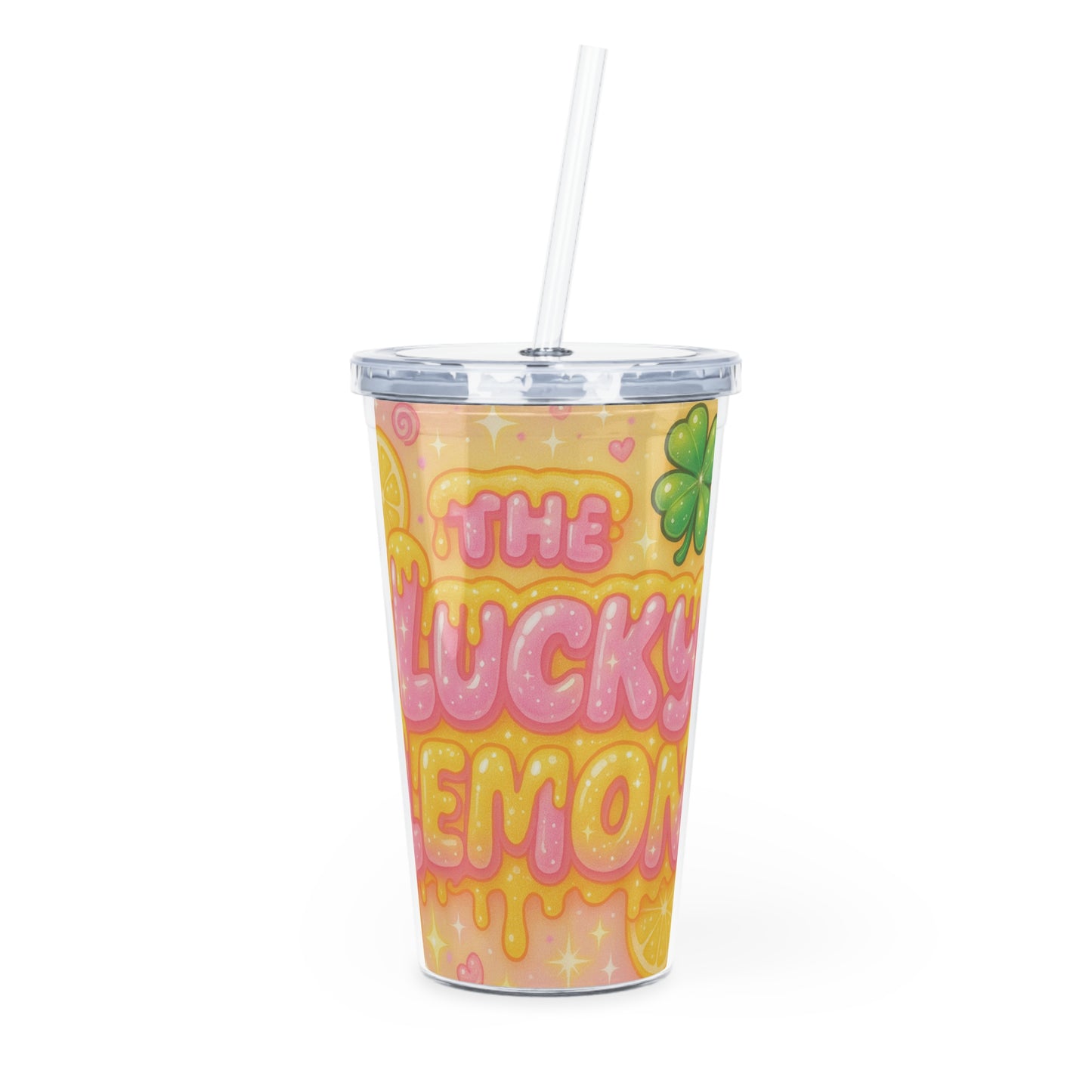 The Lucky Lemon - Plastic Cup with Lid &Straw