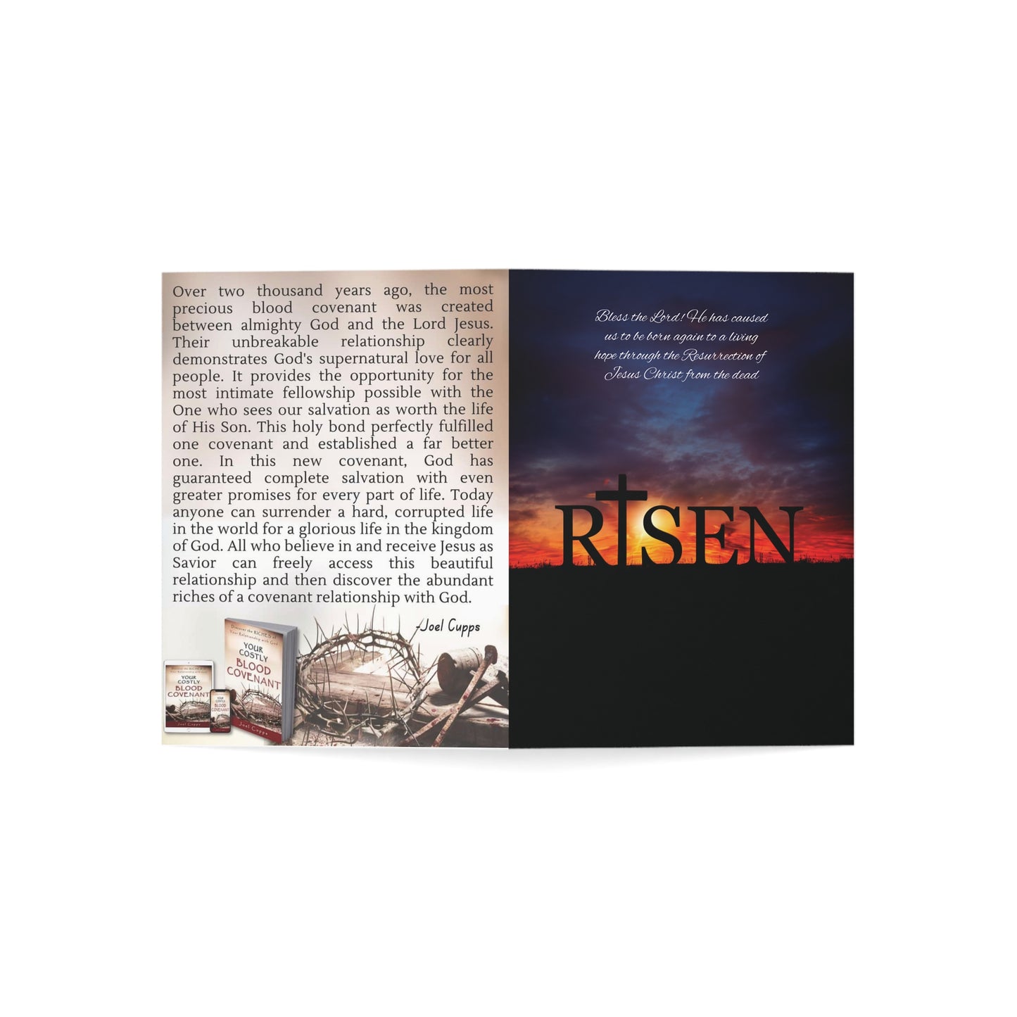 Risen Easter Greeting Card — Christian Resurrection Sympathy Card (Pack of 1/10/30/50)