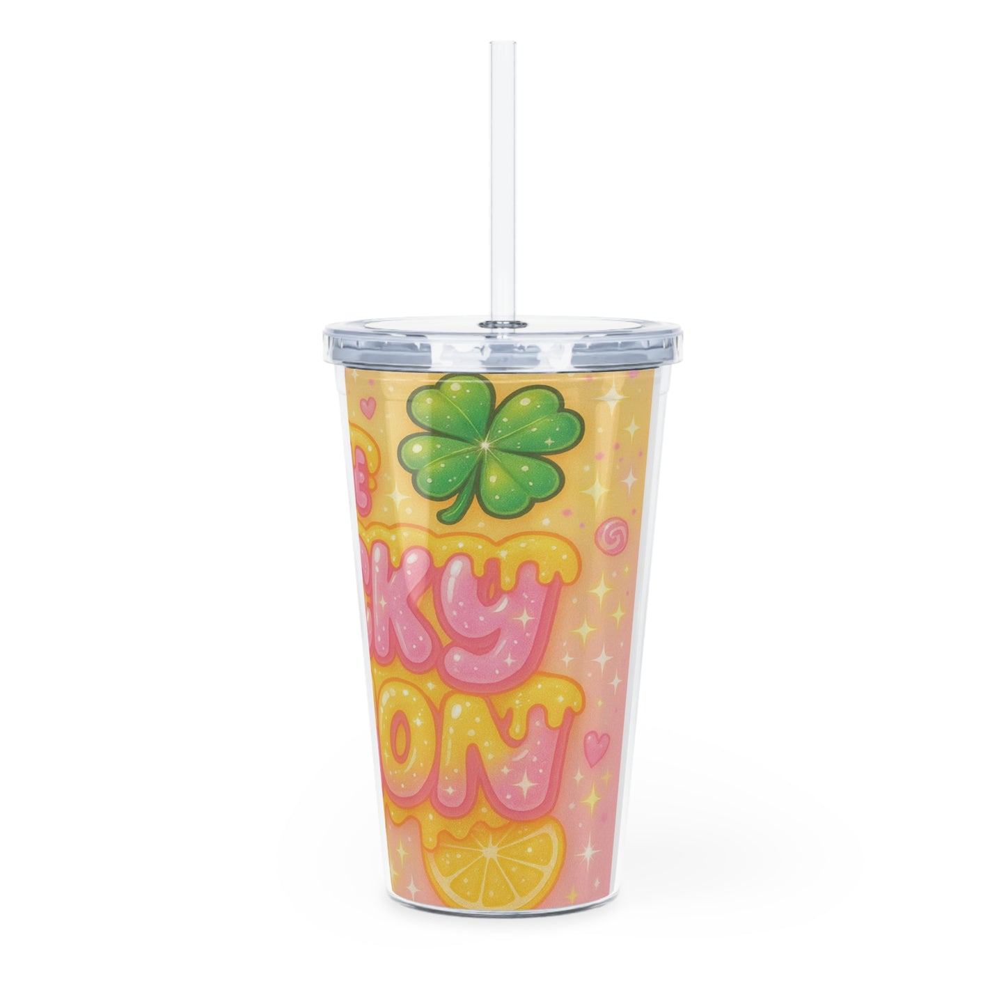 The Lucky Lemon - Plastic Cup with Lid &Straw