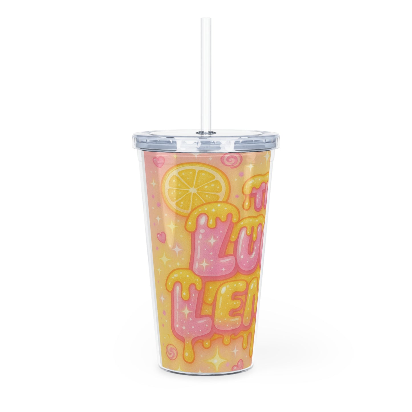 The Lucky Lemon - Plastic Cup with Lid &Straw