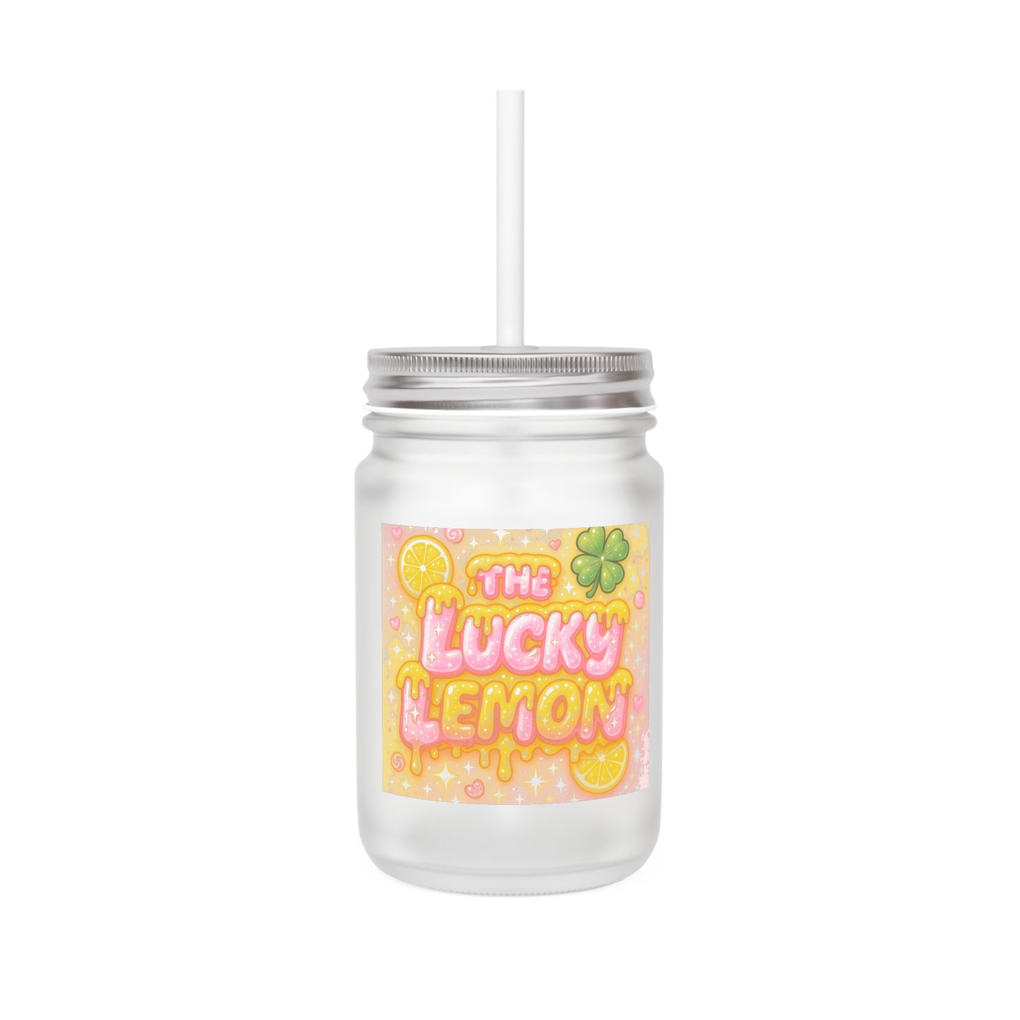 The Lucky Lemon Mason Jar W/ Lid & Straw