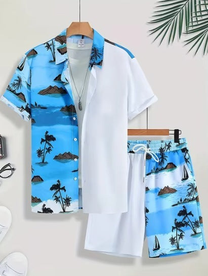 Short Sleeve Men's Summer Beach Shirt & Shorts