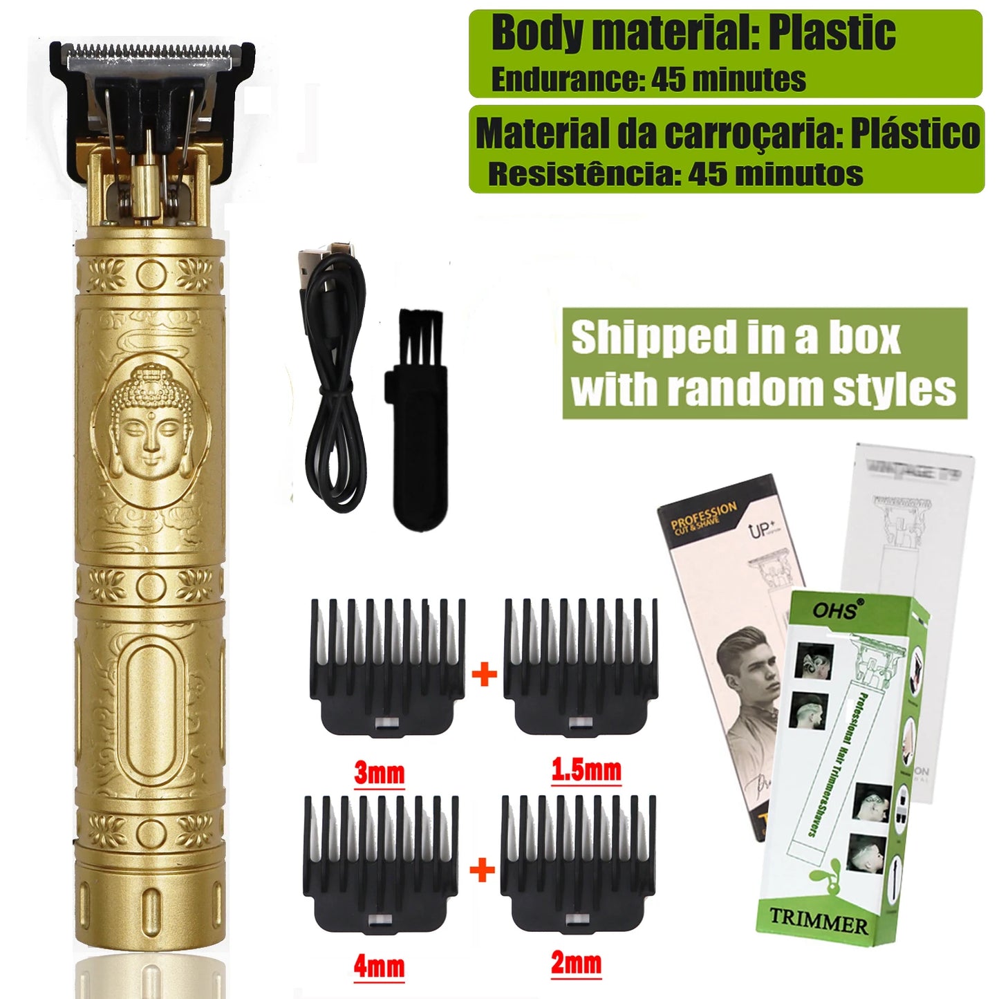 Vintage USB Fast Charging Cordless Hair Clipper Trimmer Portable Electric Shaver Professional Barber Hair Cutting Machine