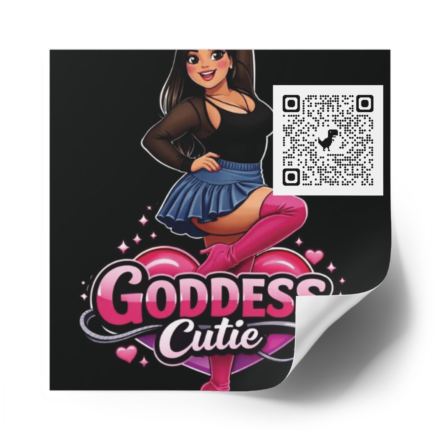 Goddess Cutie Square Sticker w/ QR code