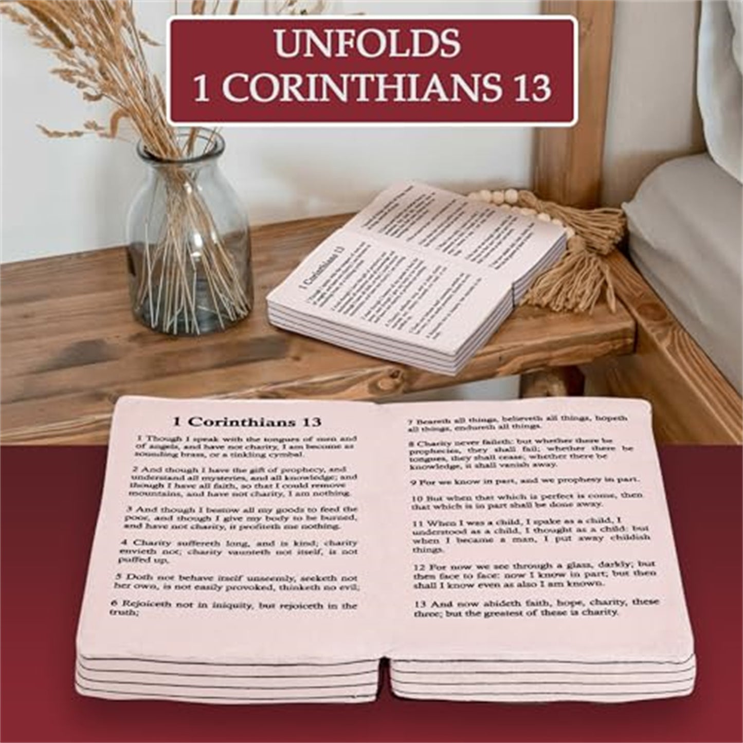 Stuffed Bible Pillow with Bible verses