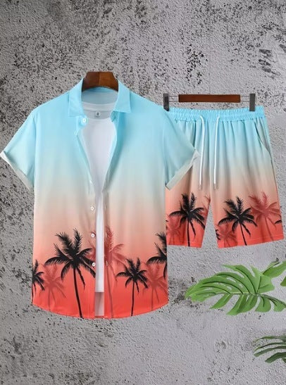 Short Sleeve Men's Summer Beach Shirt & Shorts