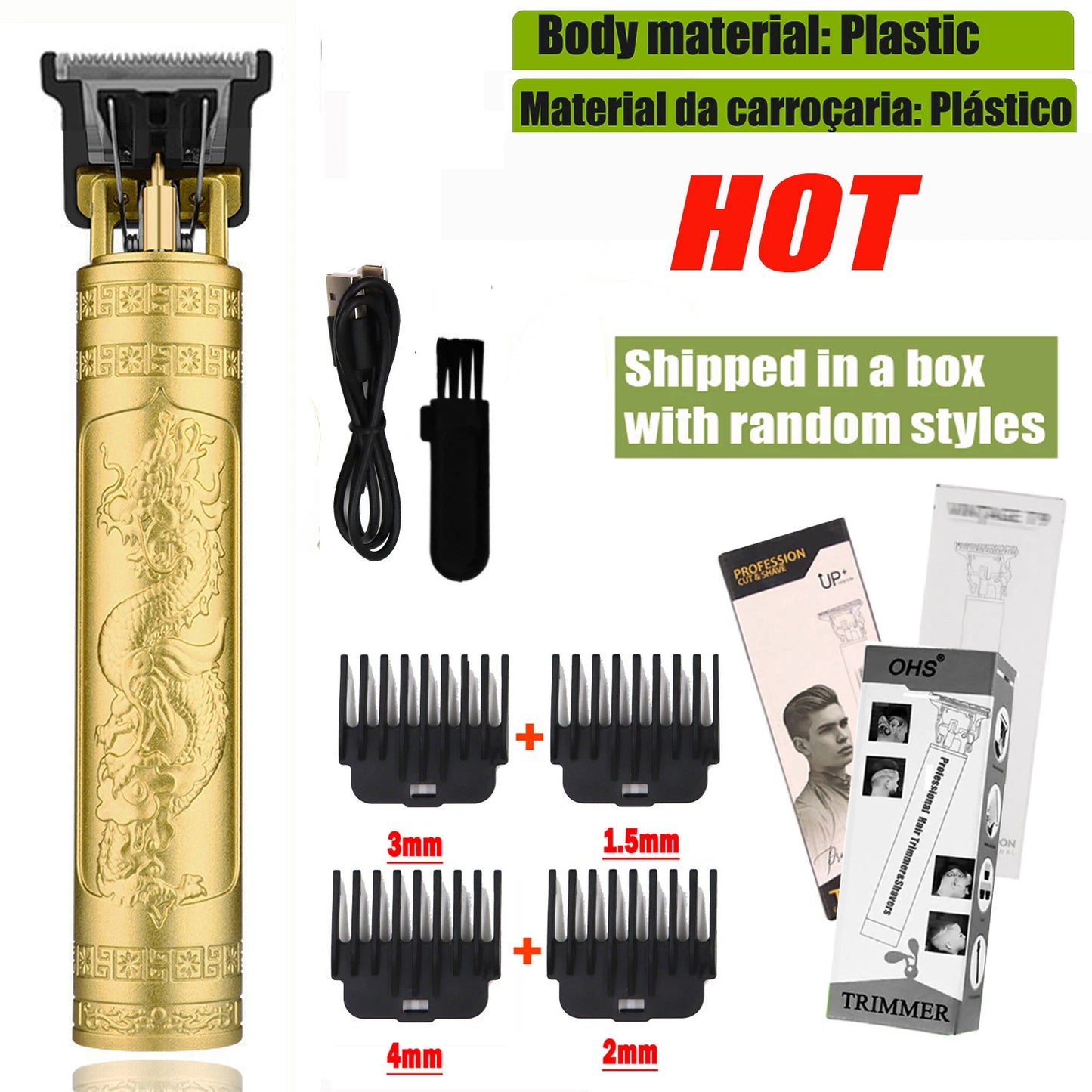 Vintage USB Fast Charging Cordless Hair Clipper Trimmer Portable Electric Shaver Professional Barber Hair Cutting Machine