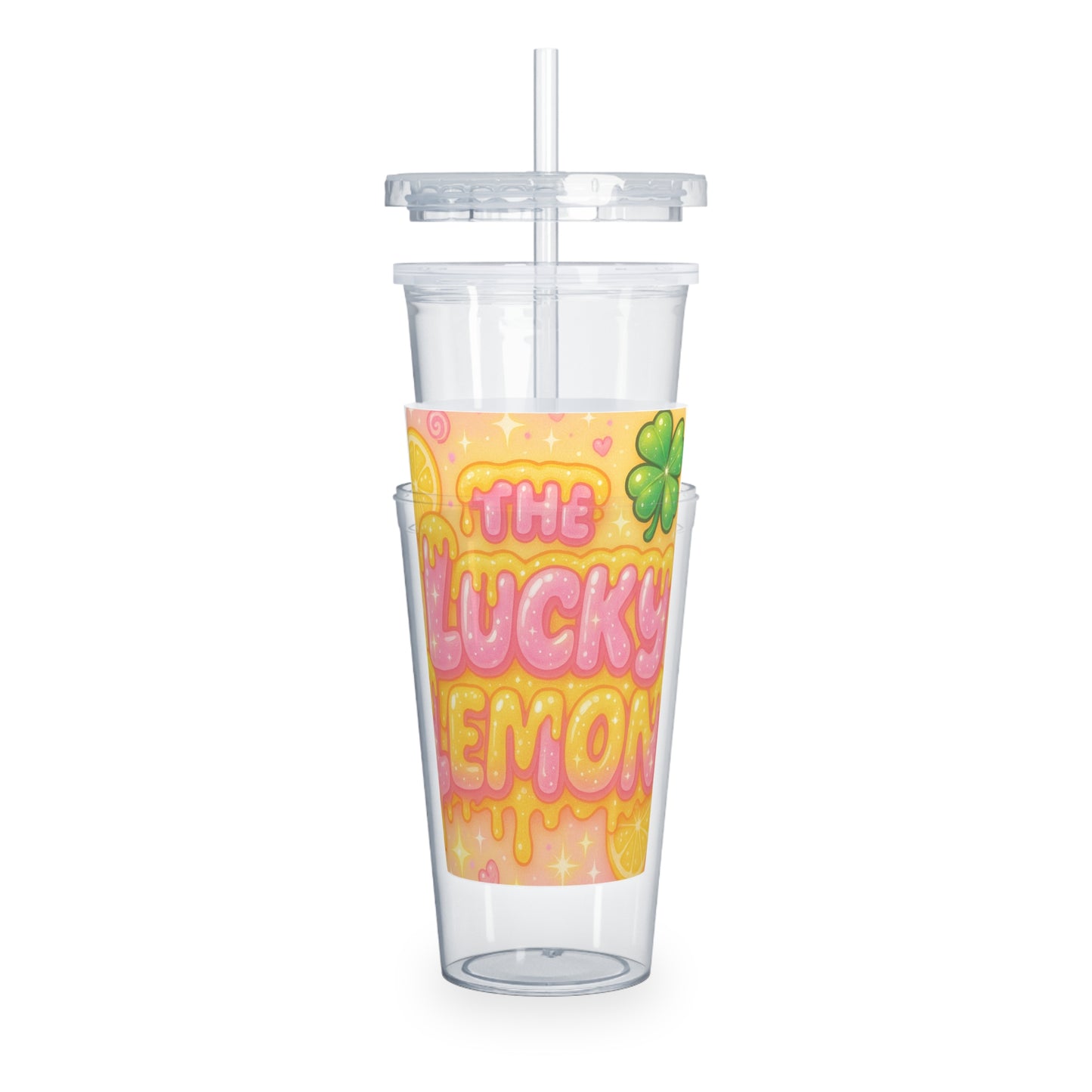 The Lucky Lemon - Plastic Cup with Lid &Straw
