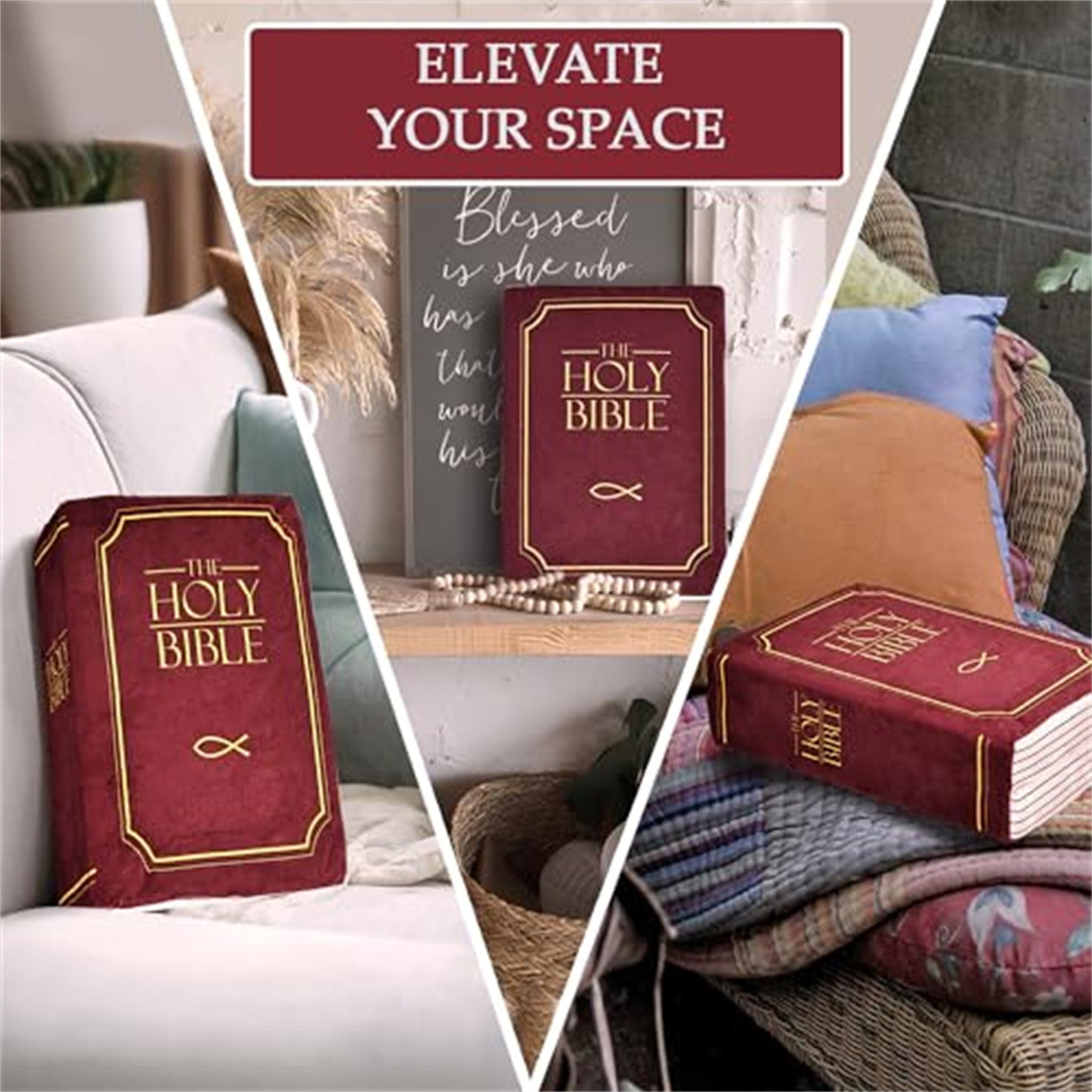 Stuffed Bible Pillow with Bible verses