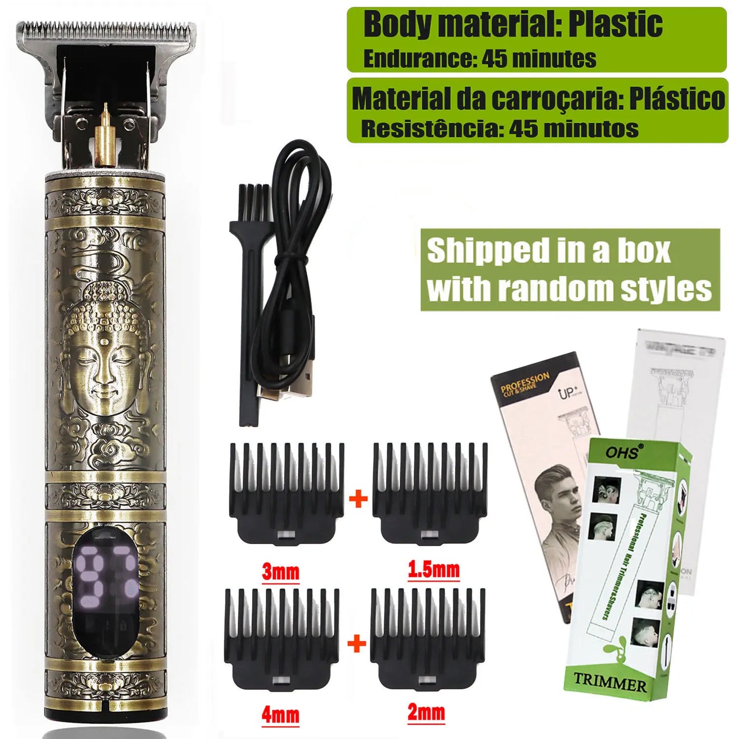 Vintage USB Fast Charging Cordless Hair Clipper Trimmer Portable Electric Shaver Professional Barber Hair Cutting Machine
