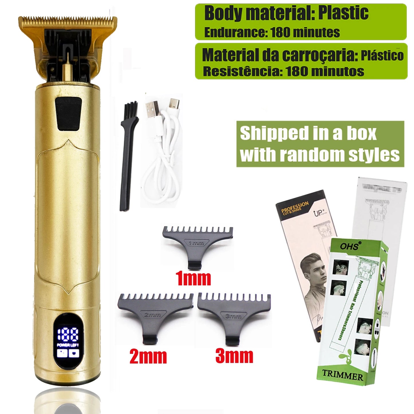 Vintage USB Fast Charging Cordless Hair Clipper Trimmer Portable Electric Shaver Professional Barber Hair Cutting Machine