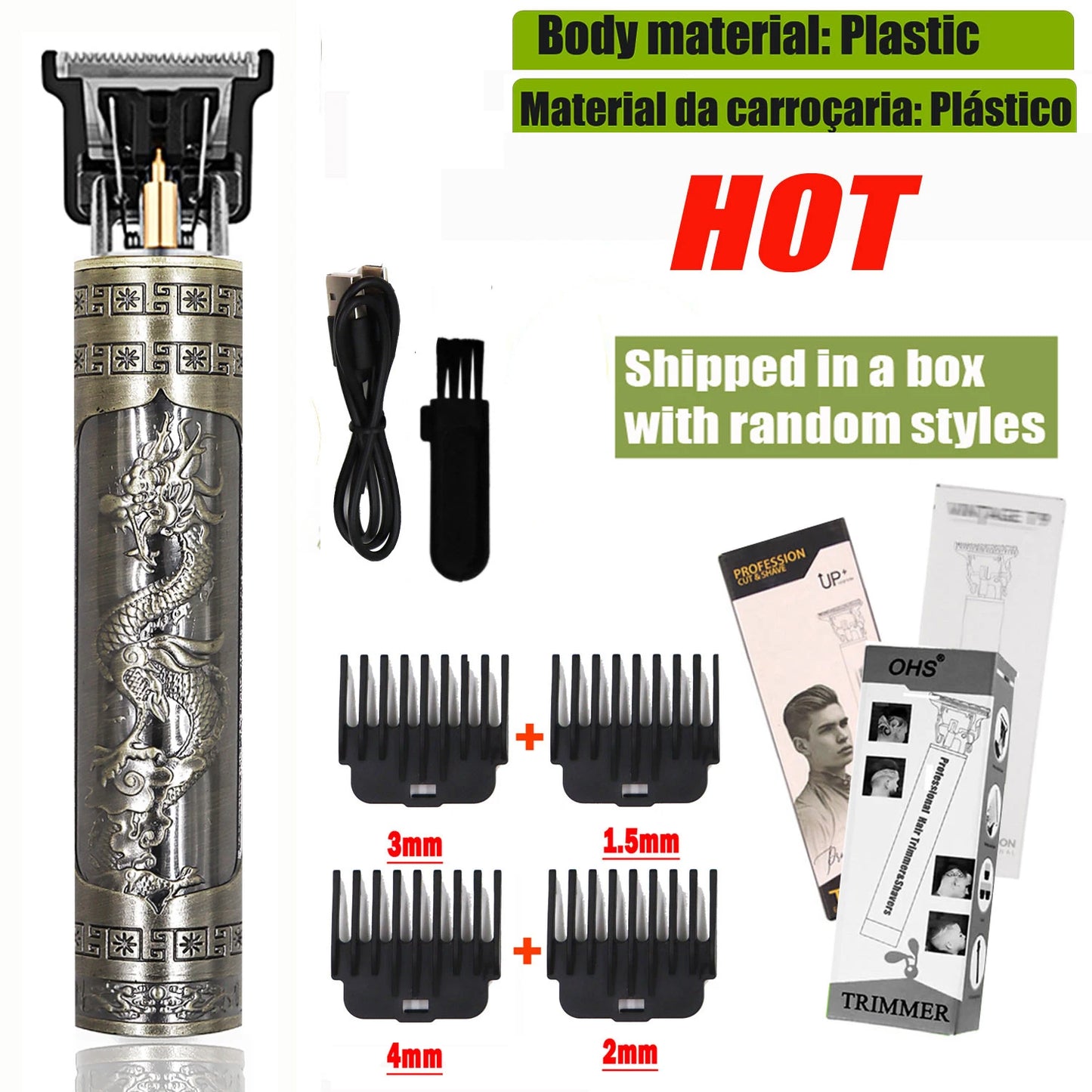 Vintage USB Fast Charging Cordless Hair Clipper Trimmer Portable Electric Shaver Professional Barber Hair Cutting Machine