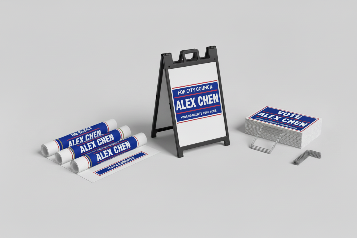 Complete city council campaign visibility package with all signage