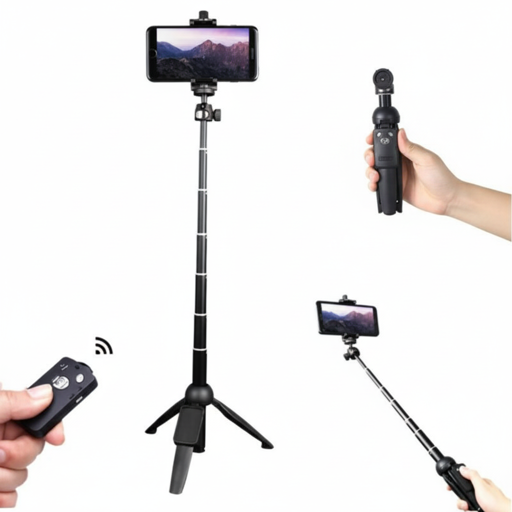 Selfie Stick Tripod With  Bluetooth Remote For IPhone And Android Phones